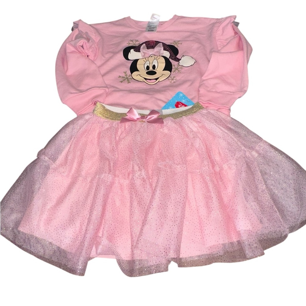 Disney Minnie Mouse Pink 2 Piece Outfit Sweatshirt Tutu Skirt Girls 5T NWT